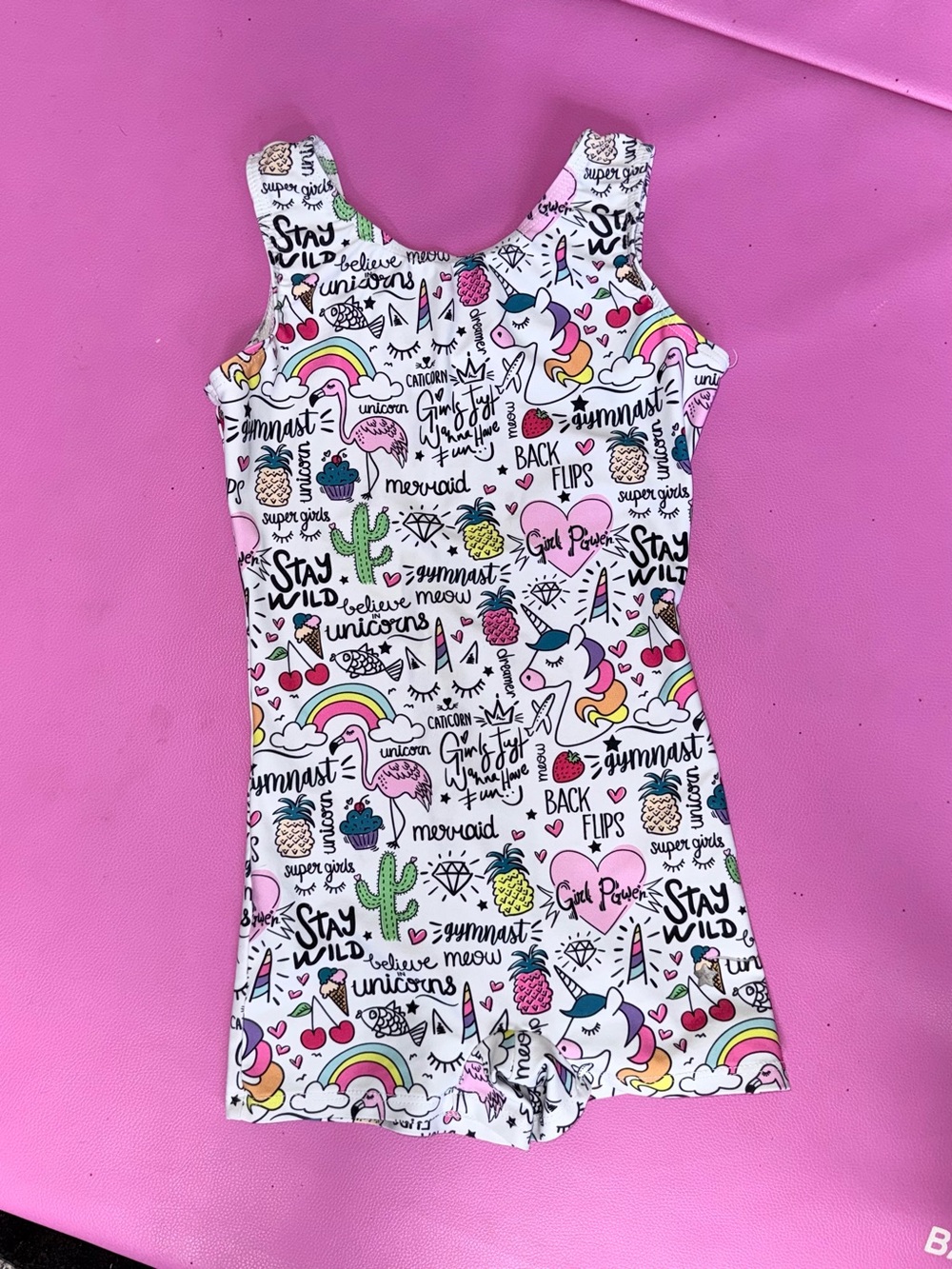 Destira Girls Unicorn Print Leotard (Medium)